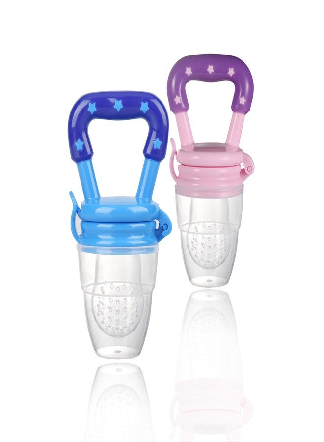 CHILLAX Fruit Feeder Pacifier Teether Toys - 2 Baby Food Feeding Teething Toys - Soft, Easy-to-Grip, Non-BPA Silicone Teethers for Babies - Dishwasher-Safe - for Infants 6+ Months Old - 4.15x2.03 - Image 1